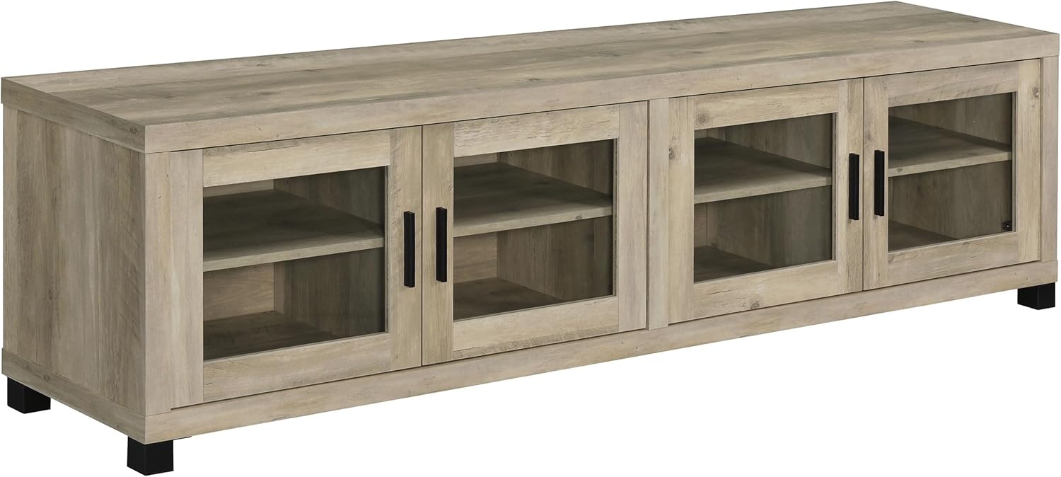 79" TV Stand with Glass Doors and Adjustable Shelves