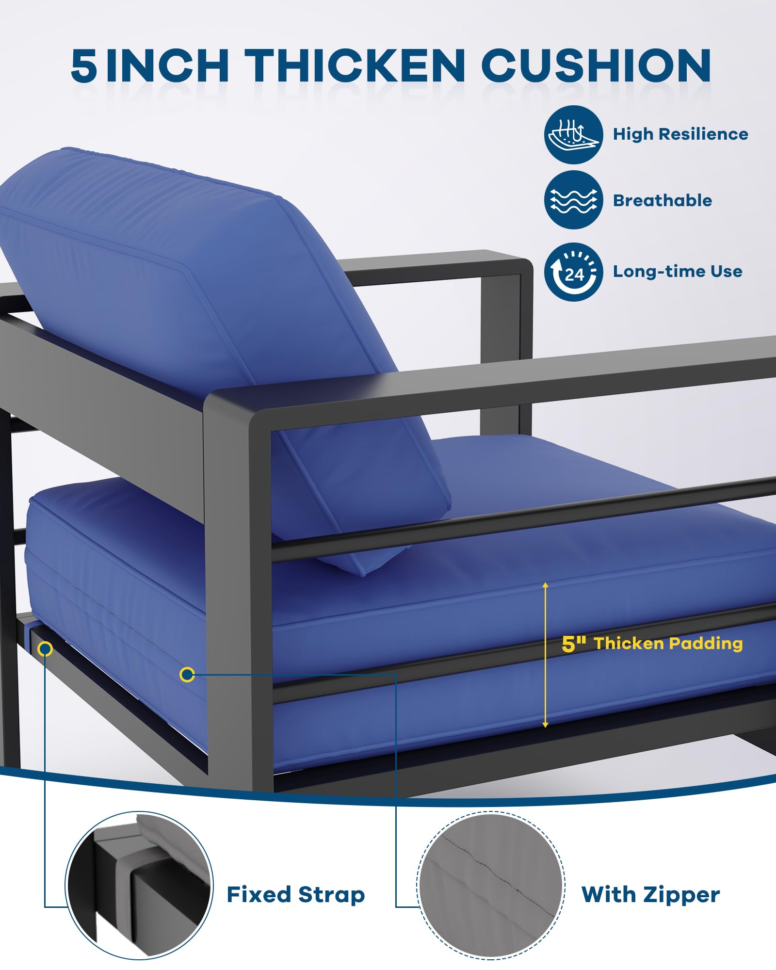 7-Seat Aluminum Patio Furniture Set with Coffee Table