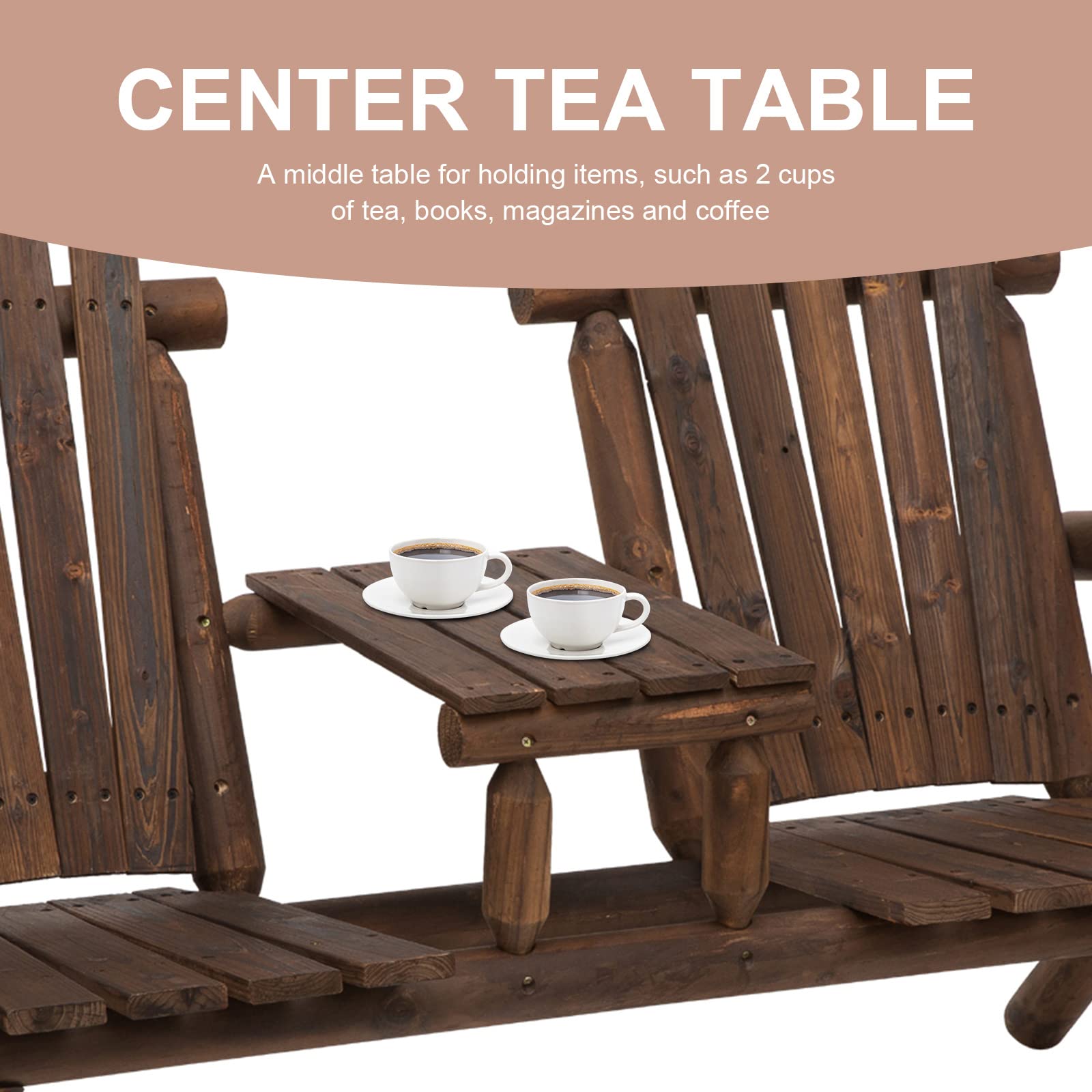 2-Seat Adirondack Bench with Center Table