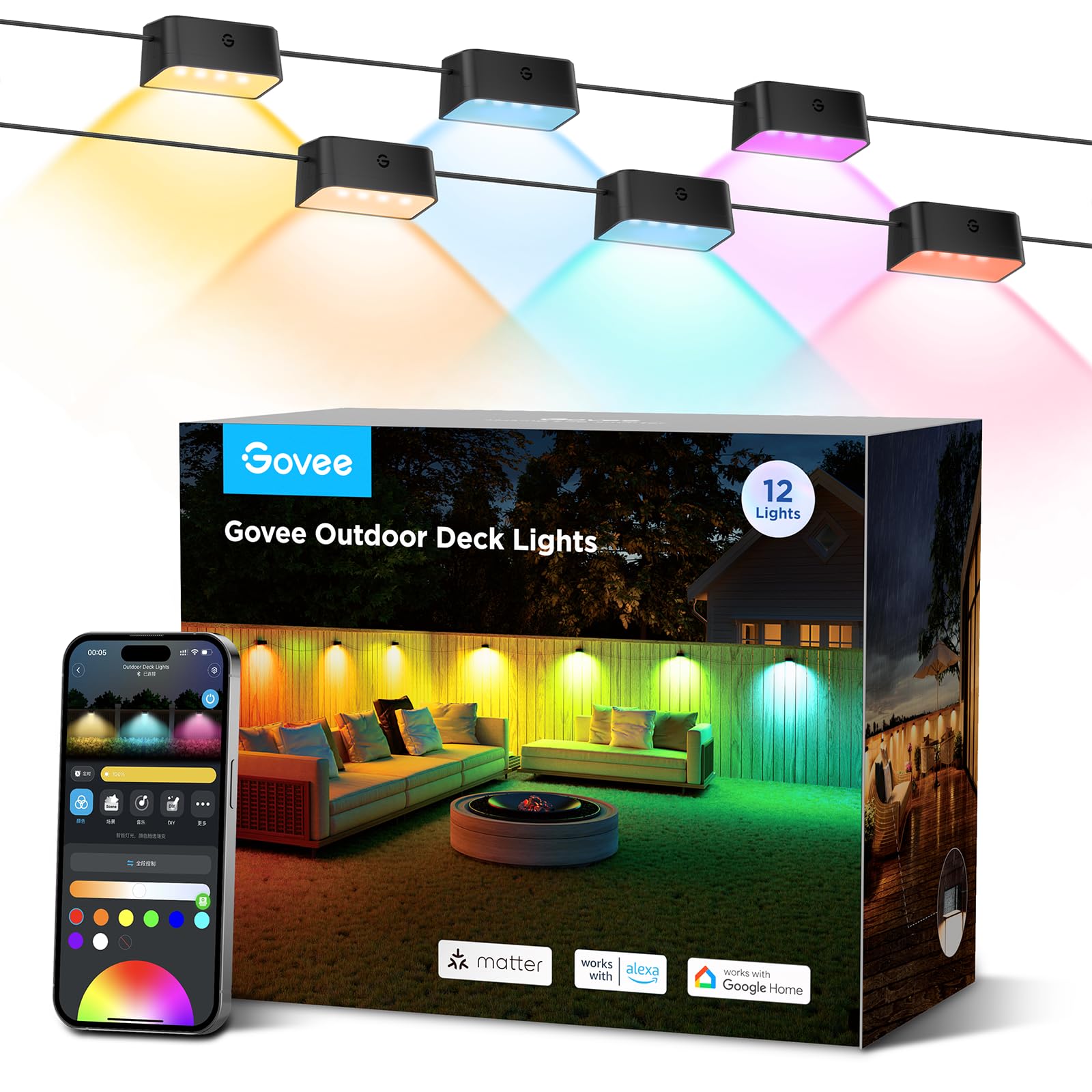 RGBWIC Outdoor Deck Lights 12-Pack