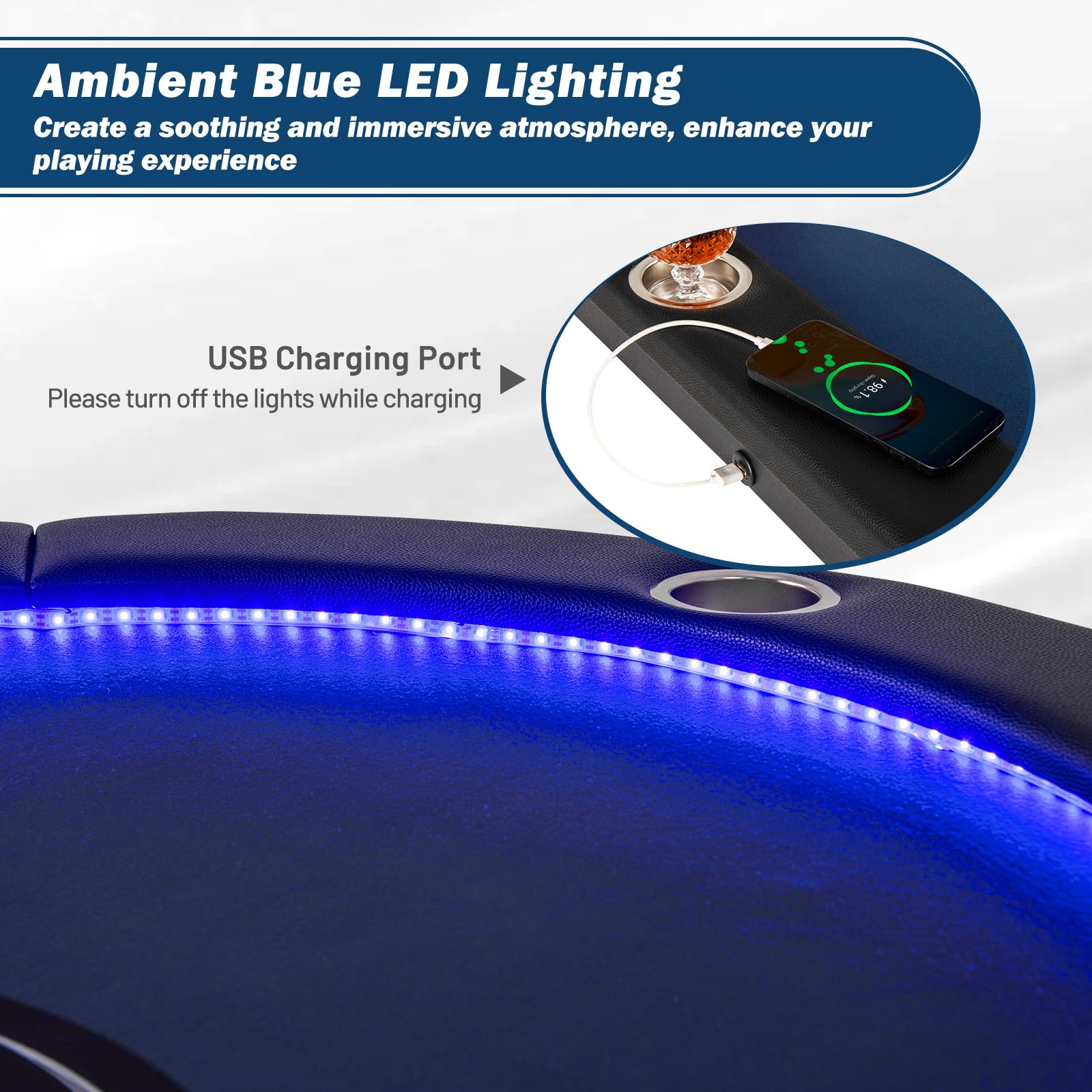 84" LED Foldable Poker Table for 10 Players