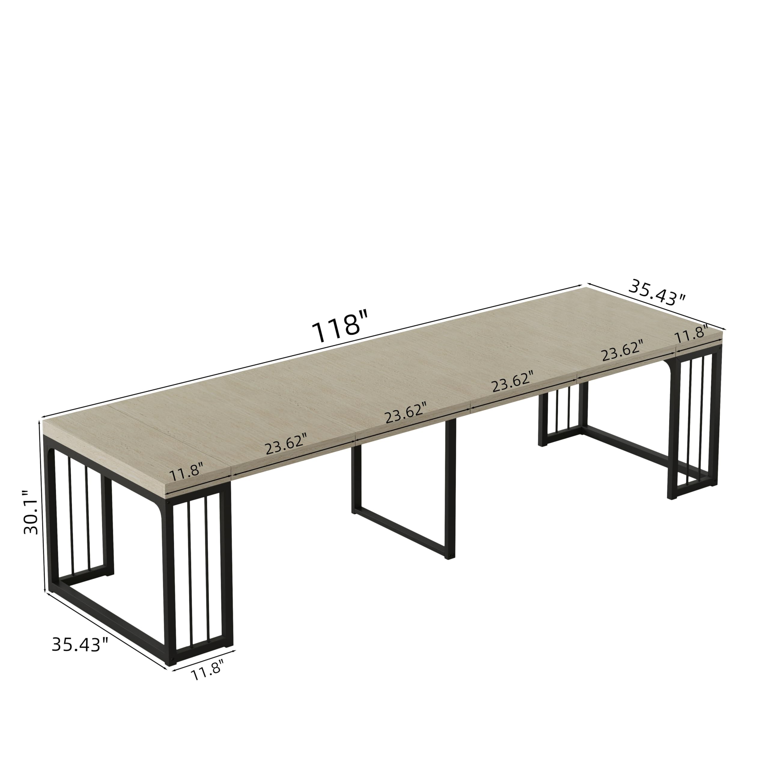 118" Extendable Dining Table for 2-10 People