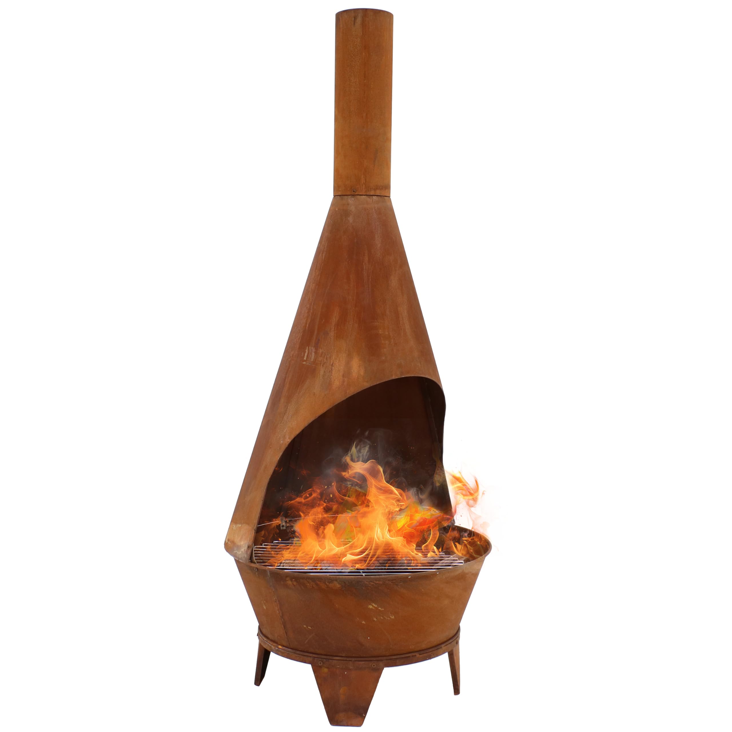 6-Foot Large Outdoor Chiminea Fireplace with Grill Grate