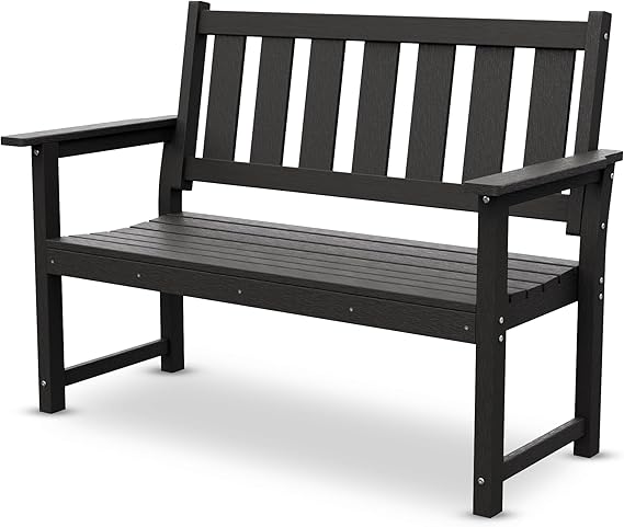 HDPE Outdoor Garden Bench 50" Weatherproof 2-Person