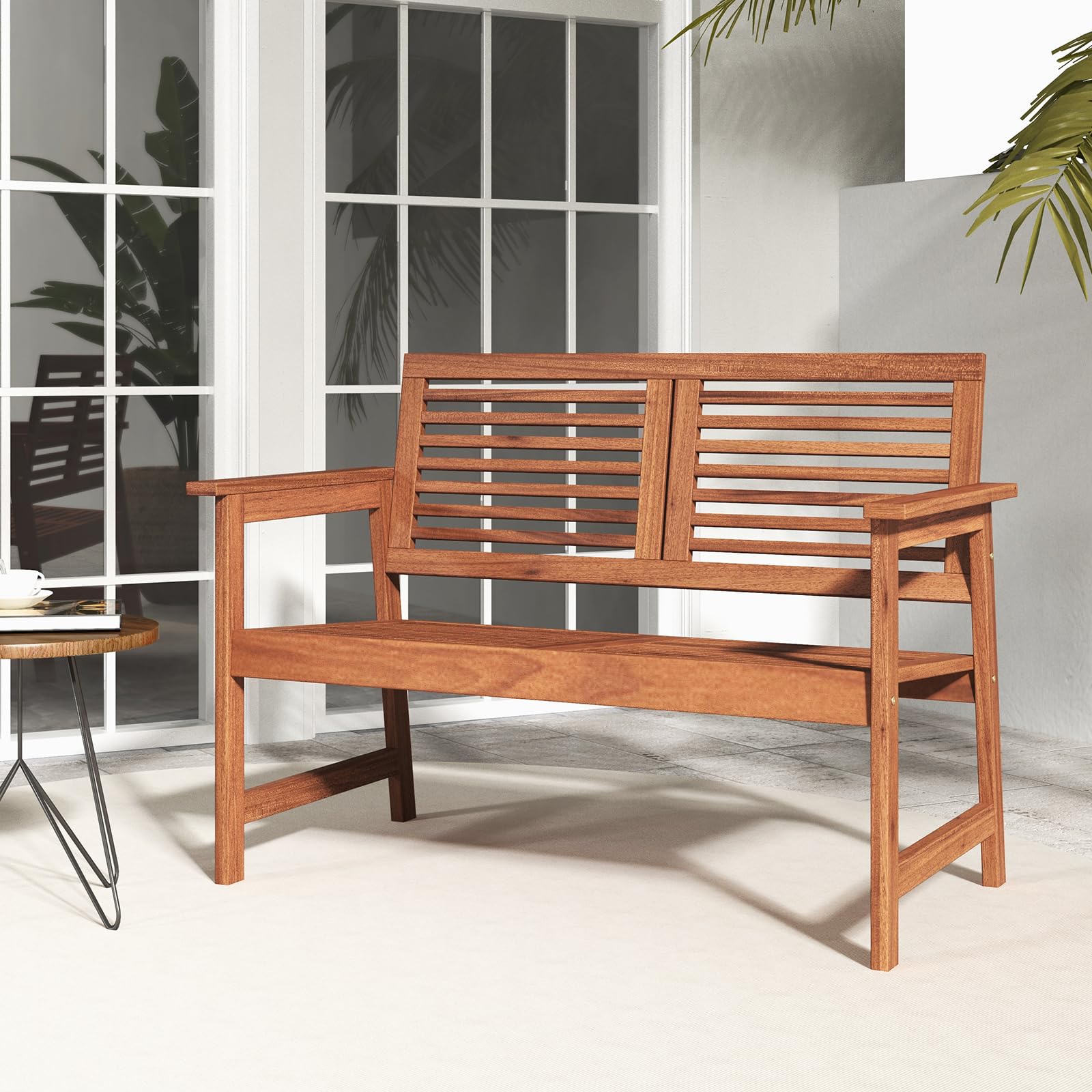 2-Person Outdoor Bench with Cushion
