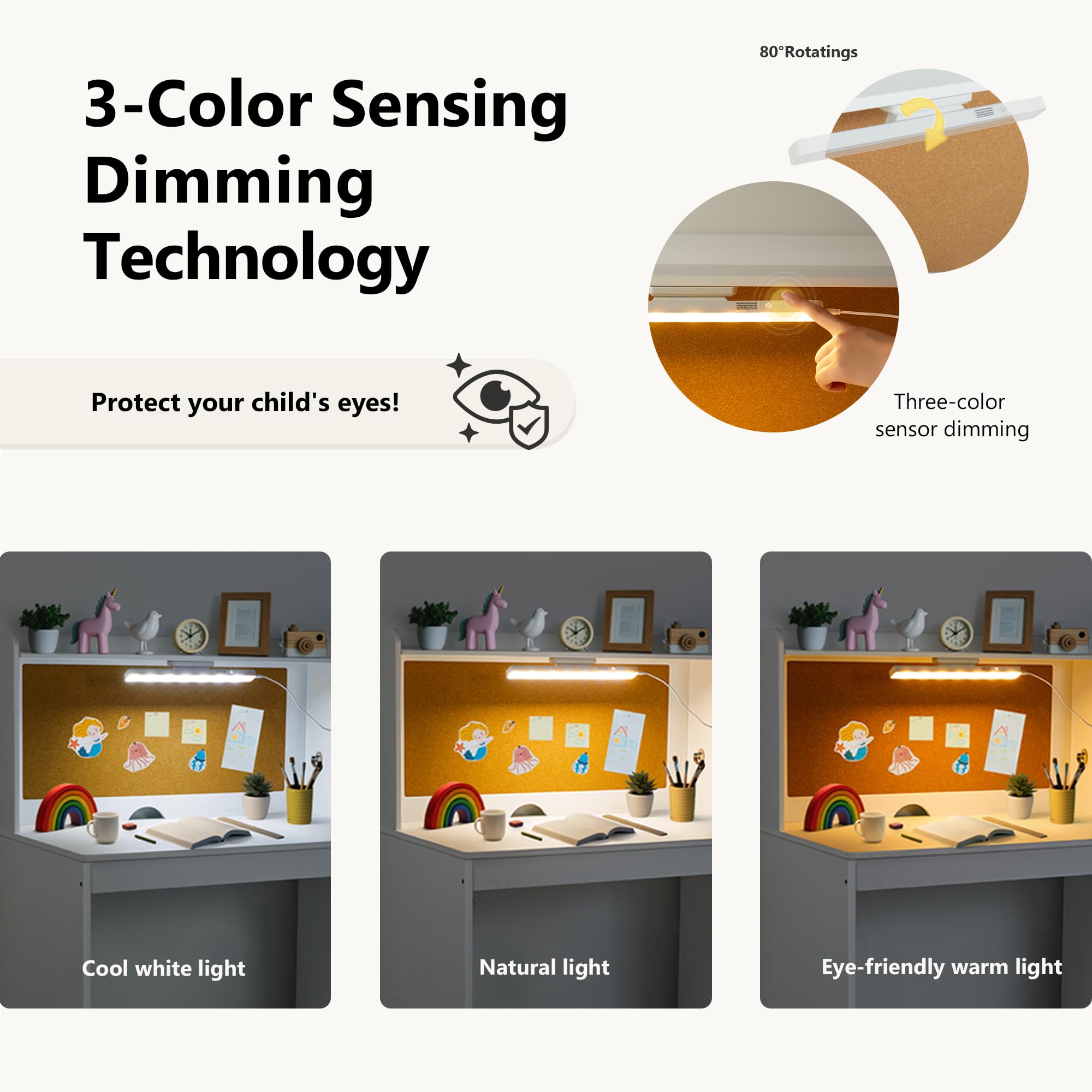 Kids Desk and Chair Set with Night Light and Storage