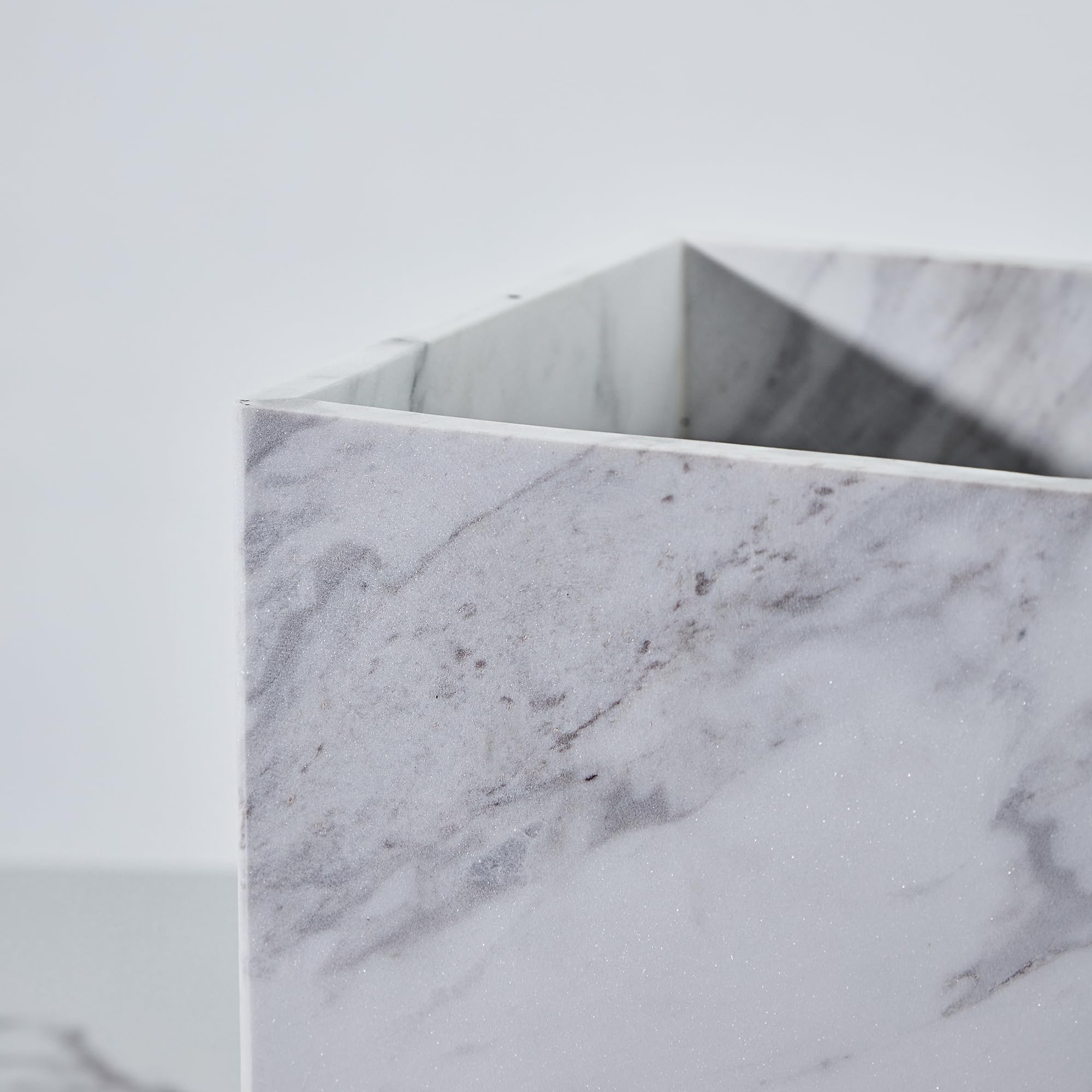 White Marble Wastebasket Rectangular Trash Can