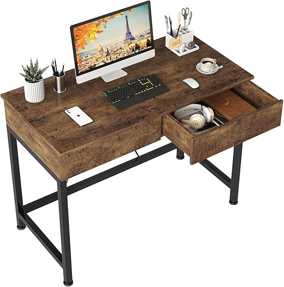Small Computer Desk with Drawers 39 Inch