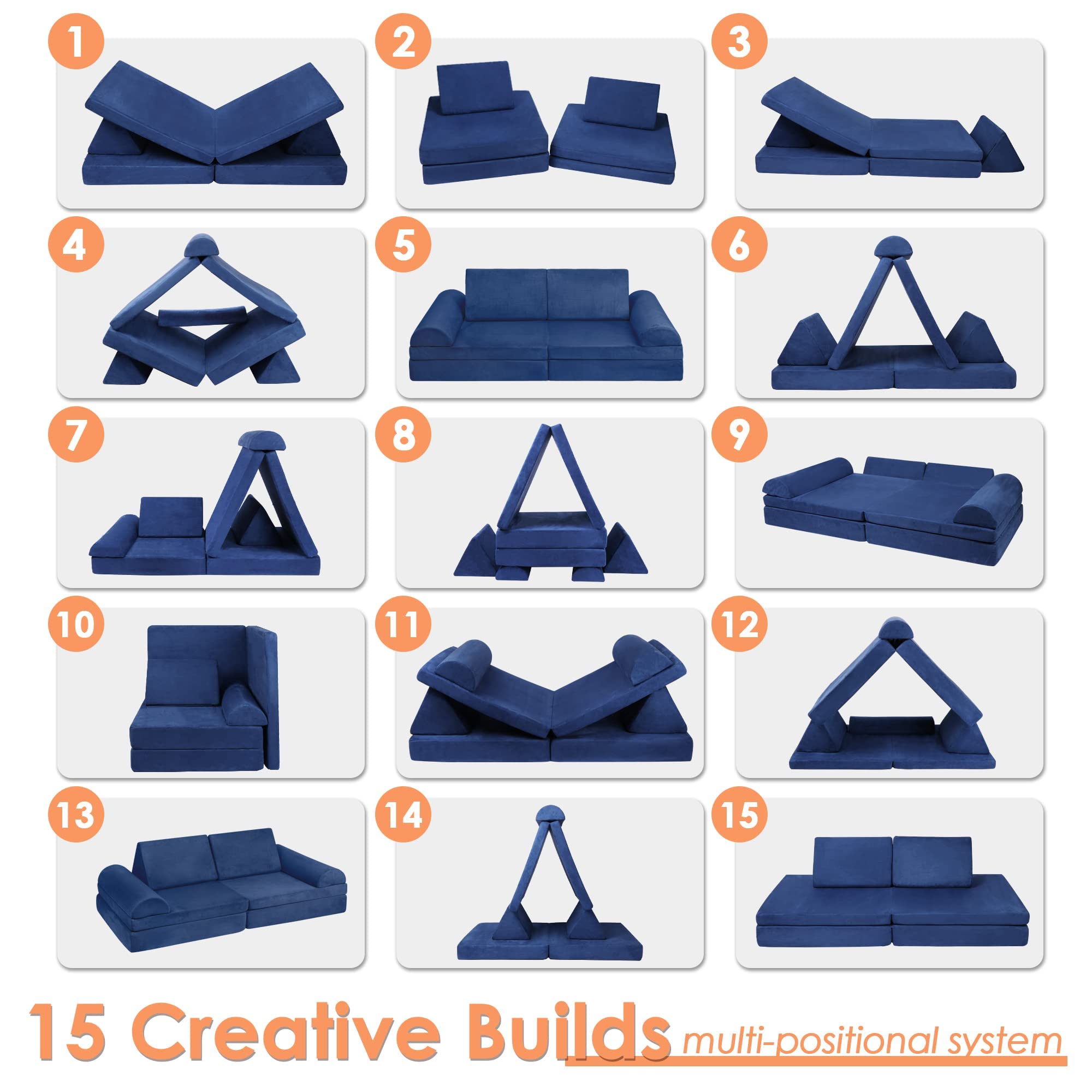 Large Modular Play Couch for Kids