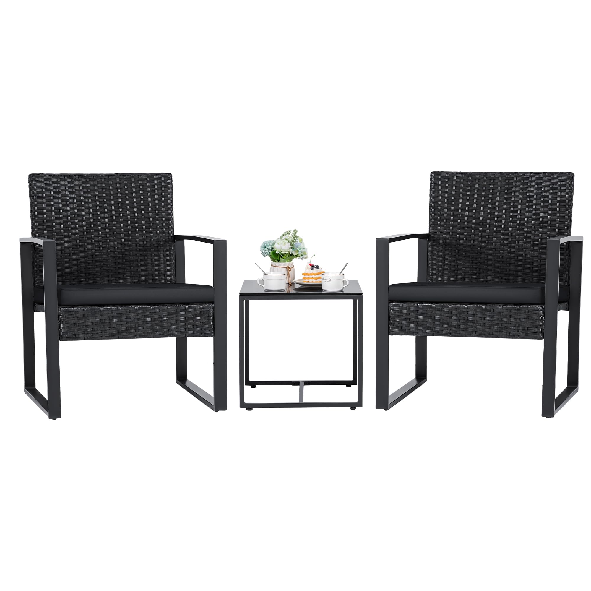 3-Piece Outdoor Patio Wicker Furniture Set with Coffee Table