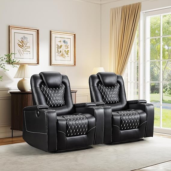 Electric Power Recliner Chair Set of 3 - USB Ports, Cup Holders, Storage