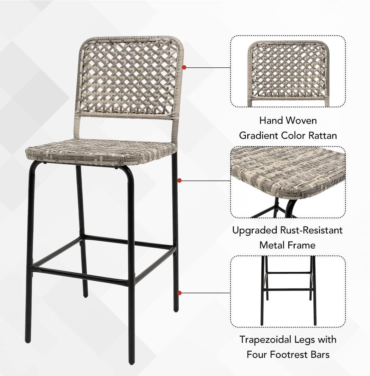 Outdoor Wicker Bar Stools Set of 2