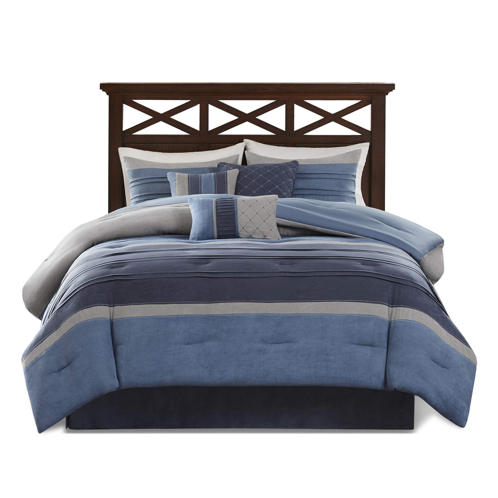 Pieced Suede Comforter Set King 7 Piece