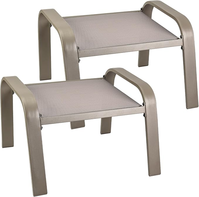 Outdoor Patio Ottoman Set 2 Piece Black