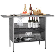 Outdoor Wicker Bar Table with Storage