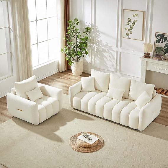 3-Piece Teddy Sofa Set - 2 Chairs & Oversized 3-Seater Couch