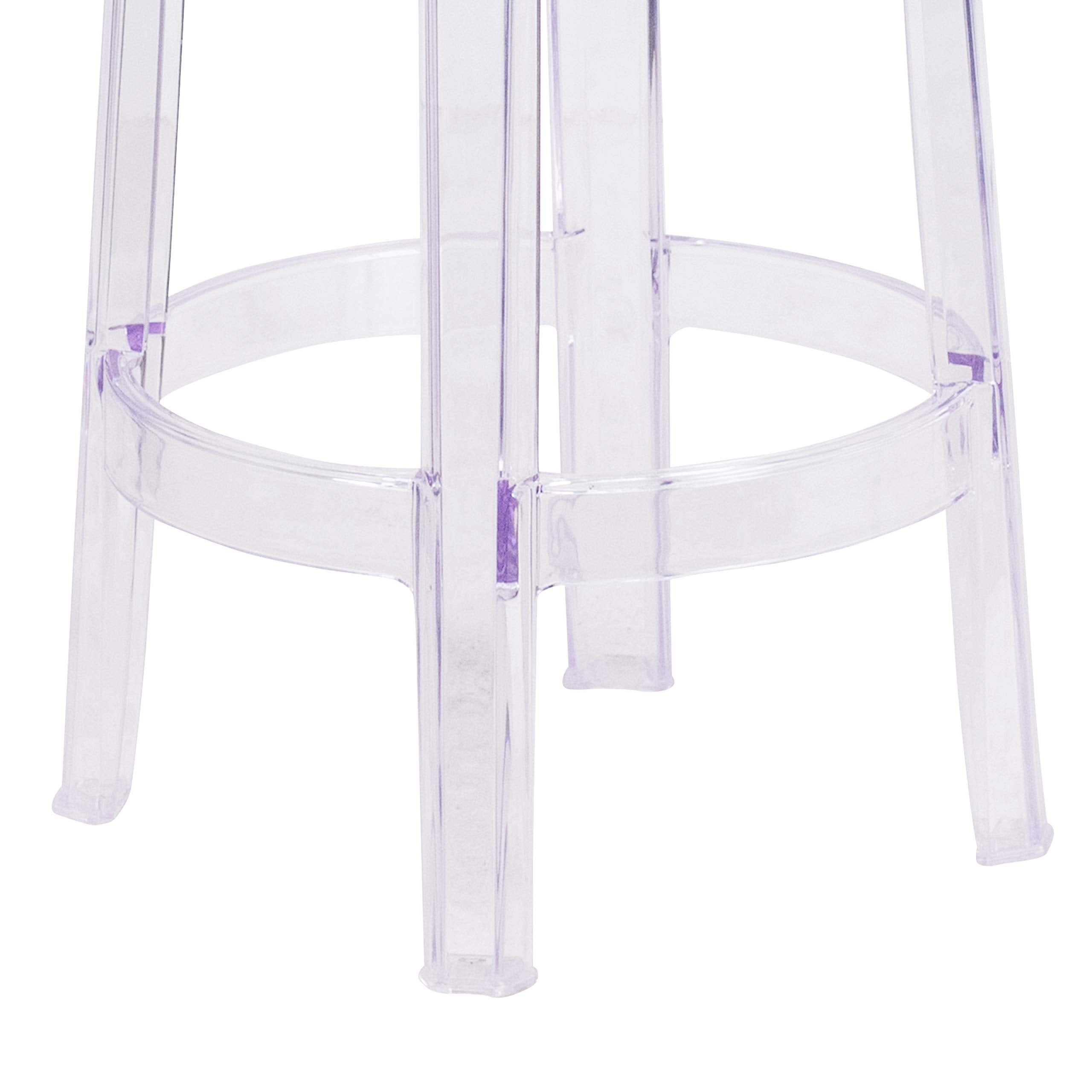 Transparent Counter Height Stool with Foot Ring