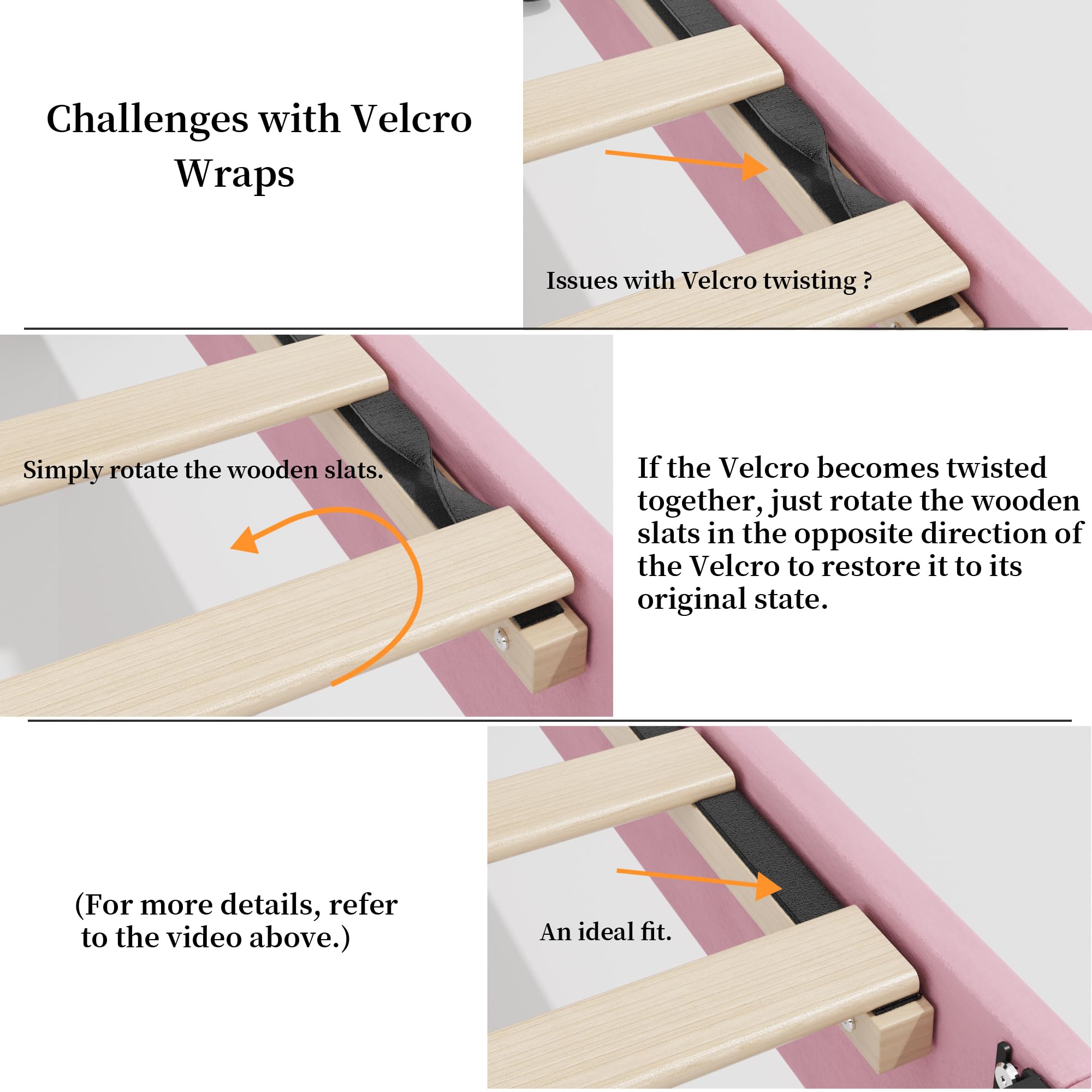 IOILORI Full Size Bed Frame with Upholstered Headboard, Sturdy Wood Slats, No Box Spring Required, Silent, Easy Assembly,Pink