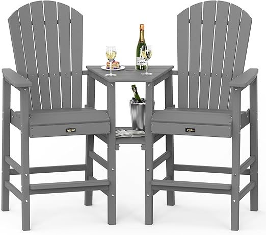 Tall Adirondack Chairs Set of 2 with Dual Trays