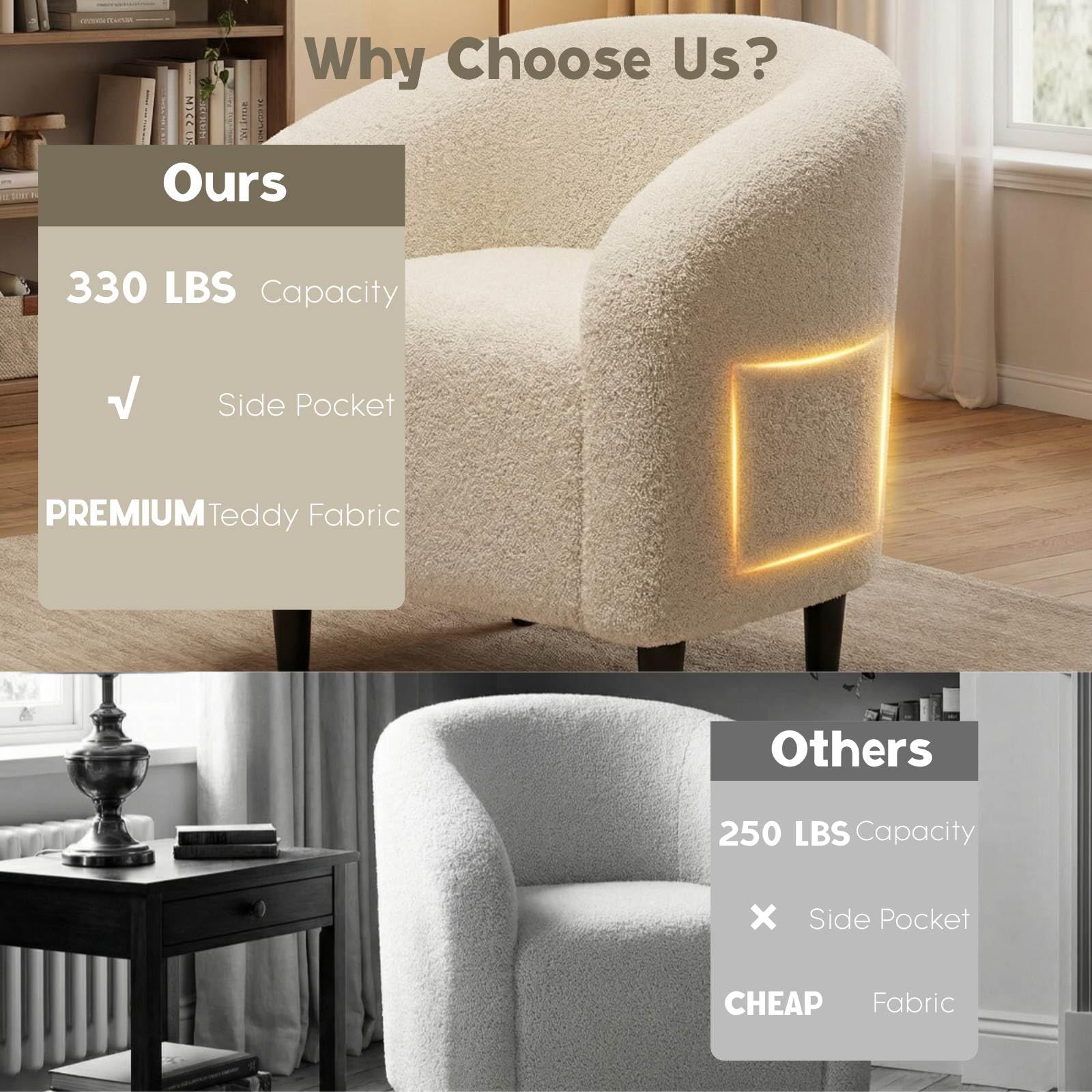 Modern Accent Barrel Chair with Side Pocket