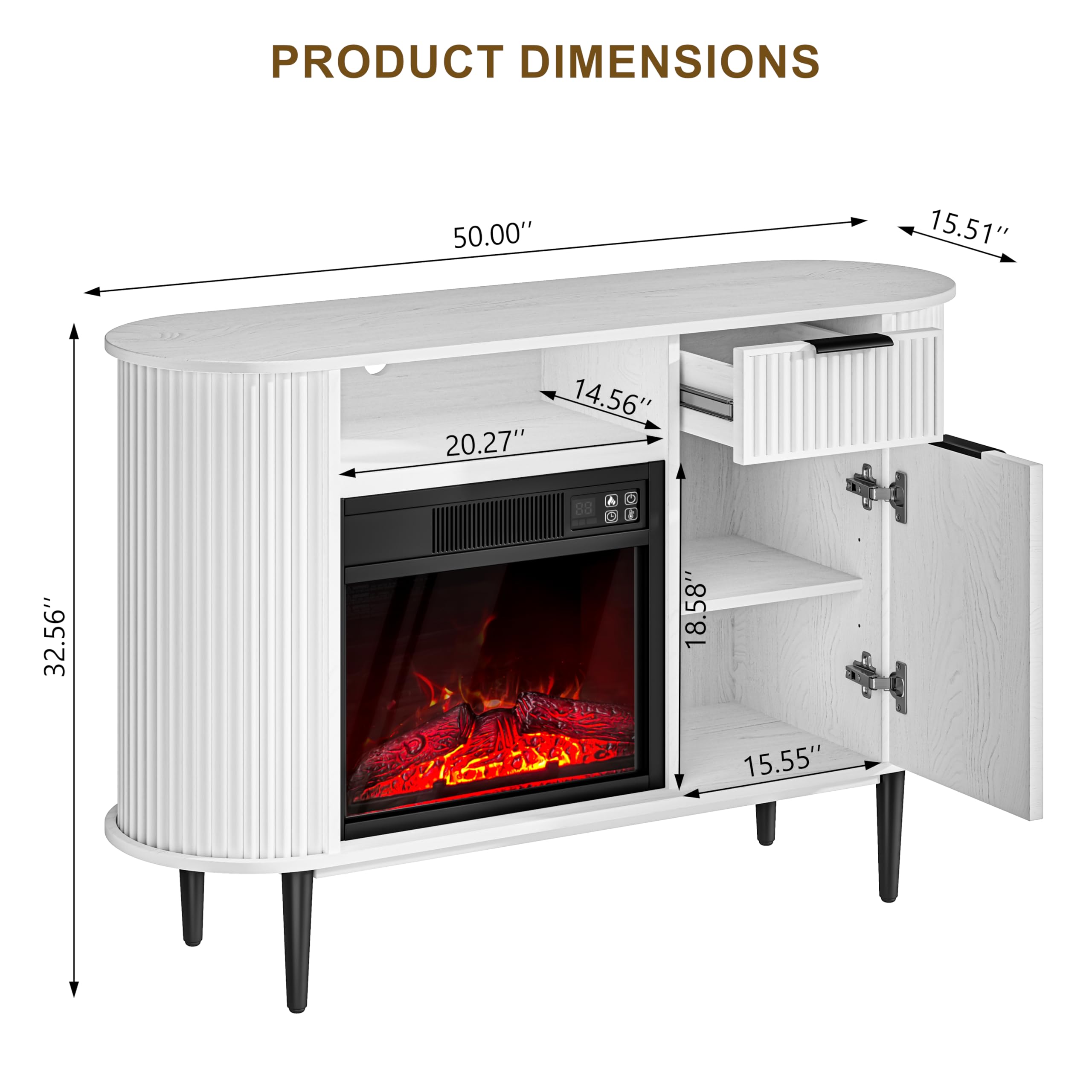 50" Electric Fireplace TV Stand with Storage