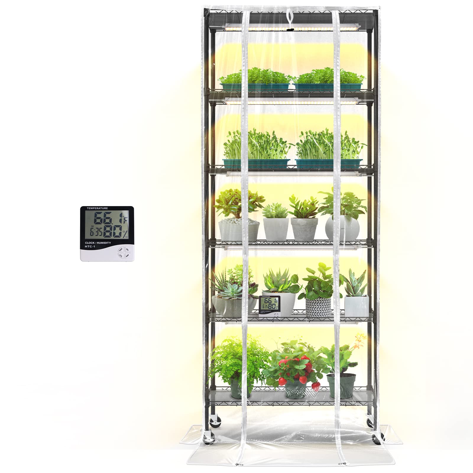 6-Tier Indoor Greenhouse with Grow Lights
