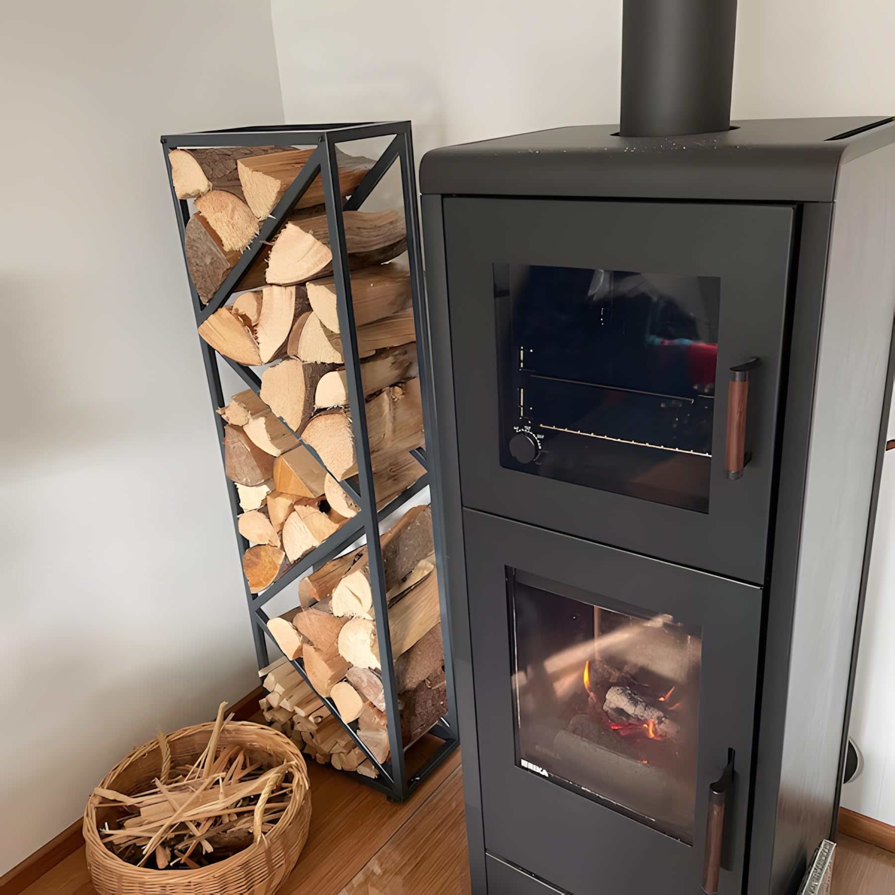 Indoor Firewood Rack with Adjustable Feet