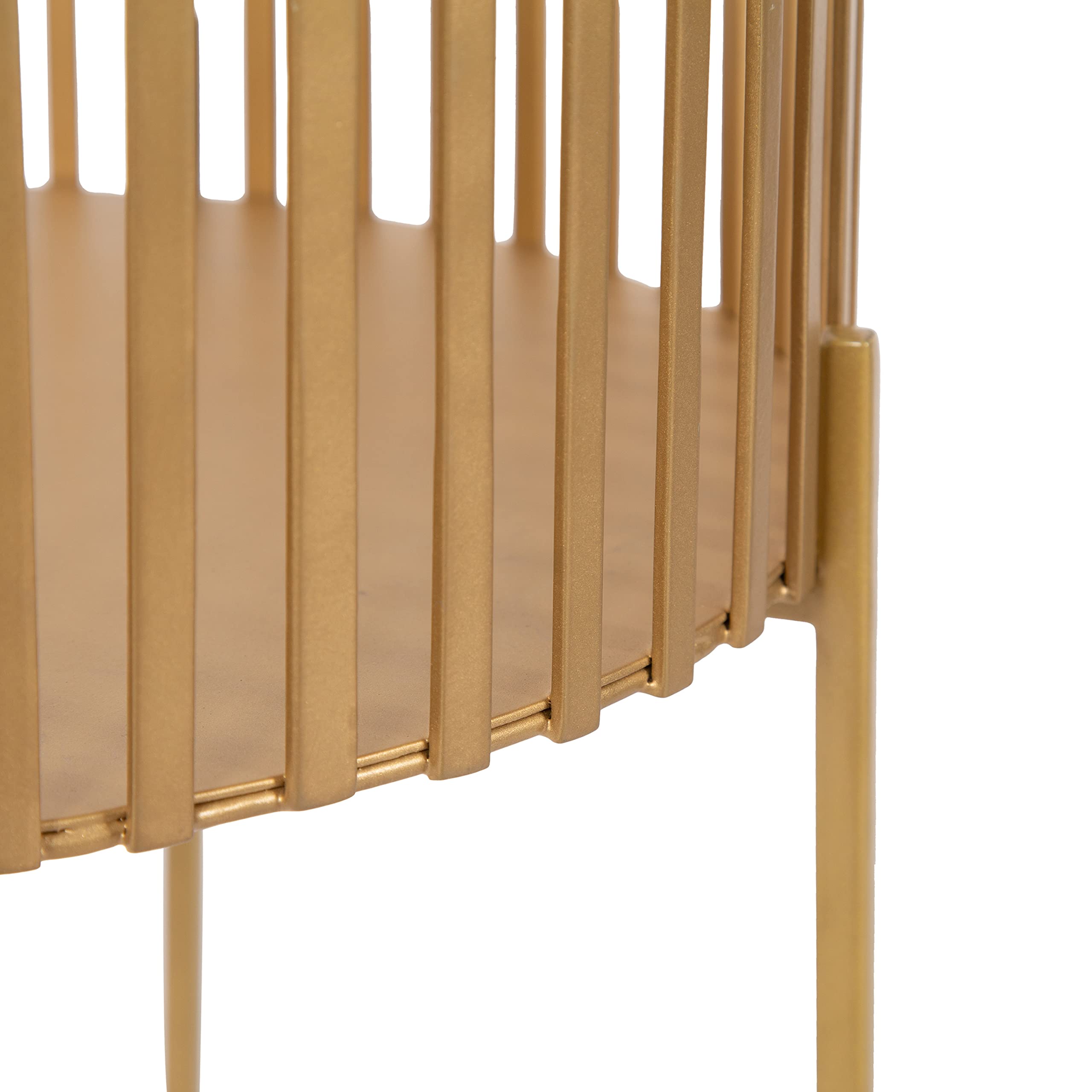 Modern Two-Piece Shallow Metal Plant Stand Set