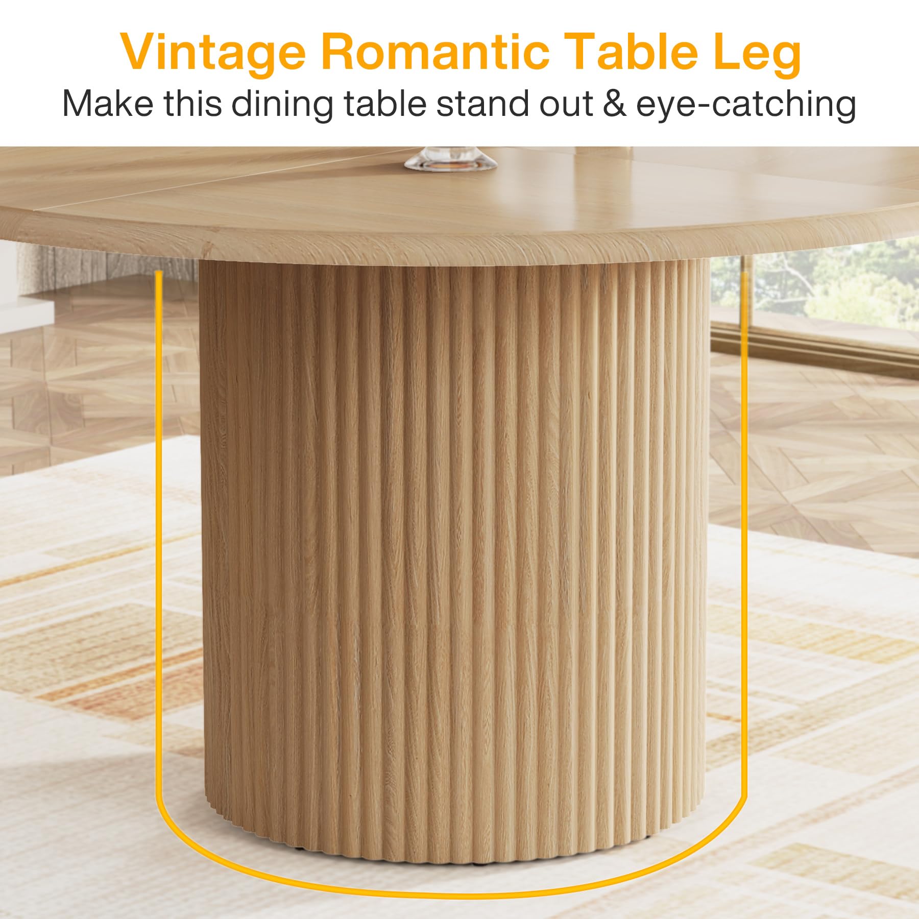 47" Round Dining Table with Metal Pedestal Base