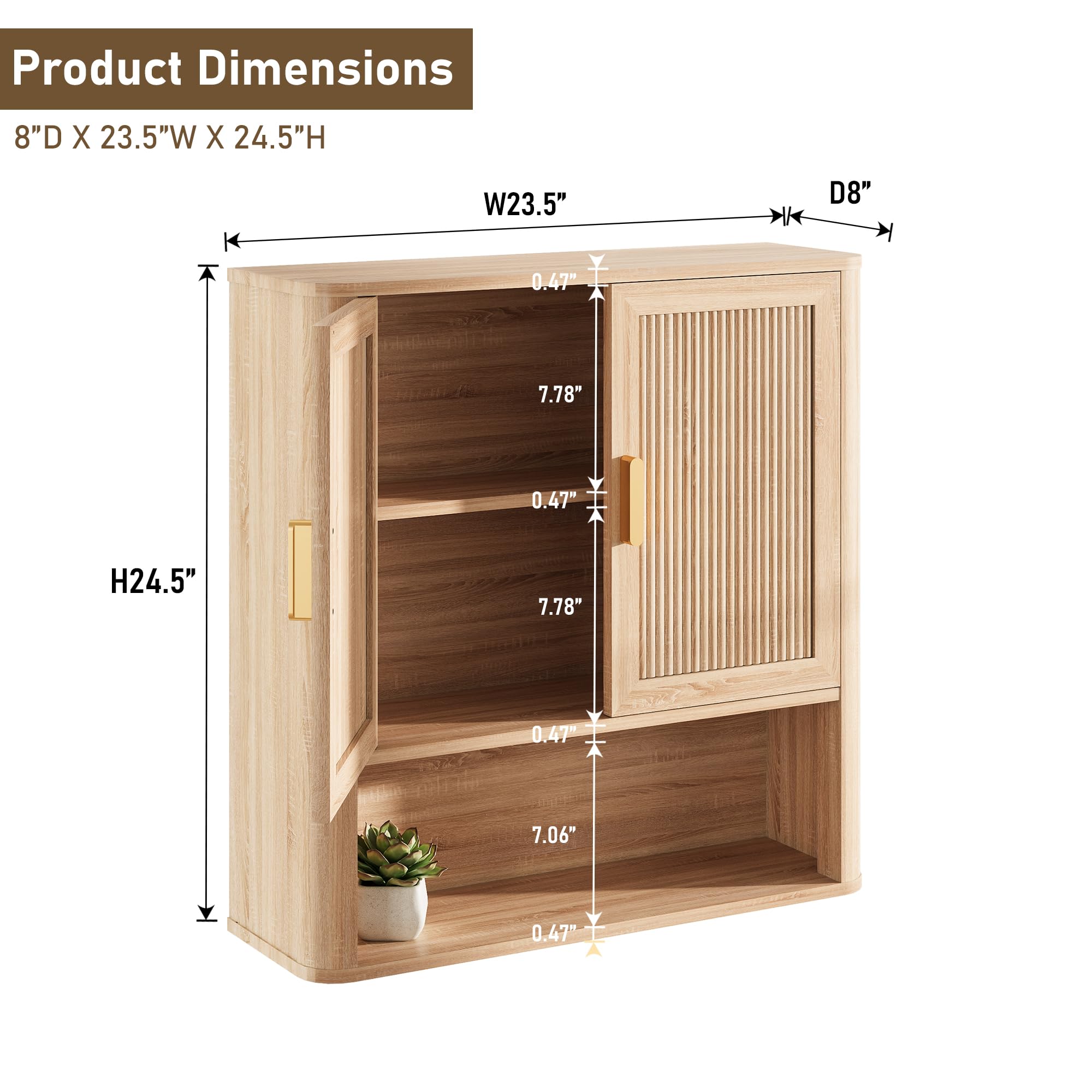 Bathroom Wall Storage Cabinet with Adjustable Shelves
