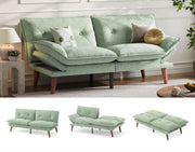 70" Convertible Futon Sofa Bed with Adjustable Backrest and Armrests