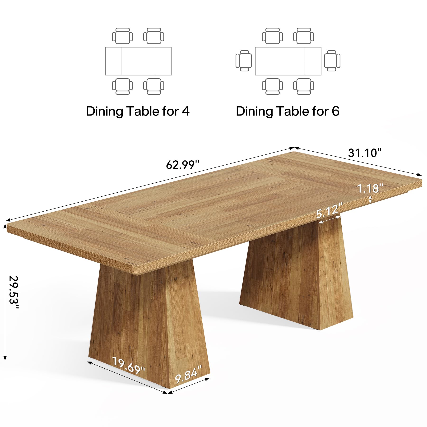 Dining Table for 6 People with Heavy Duty Legs