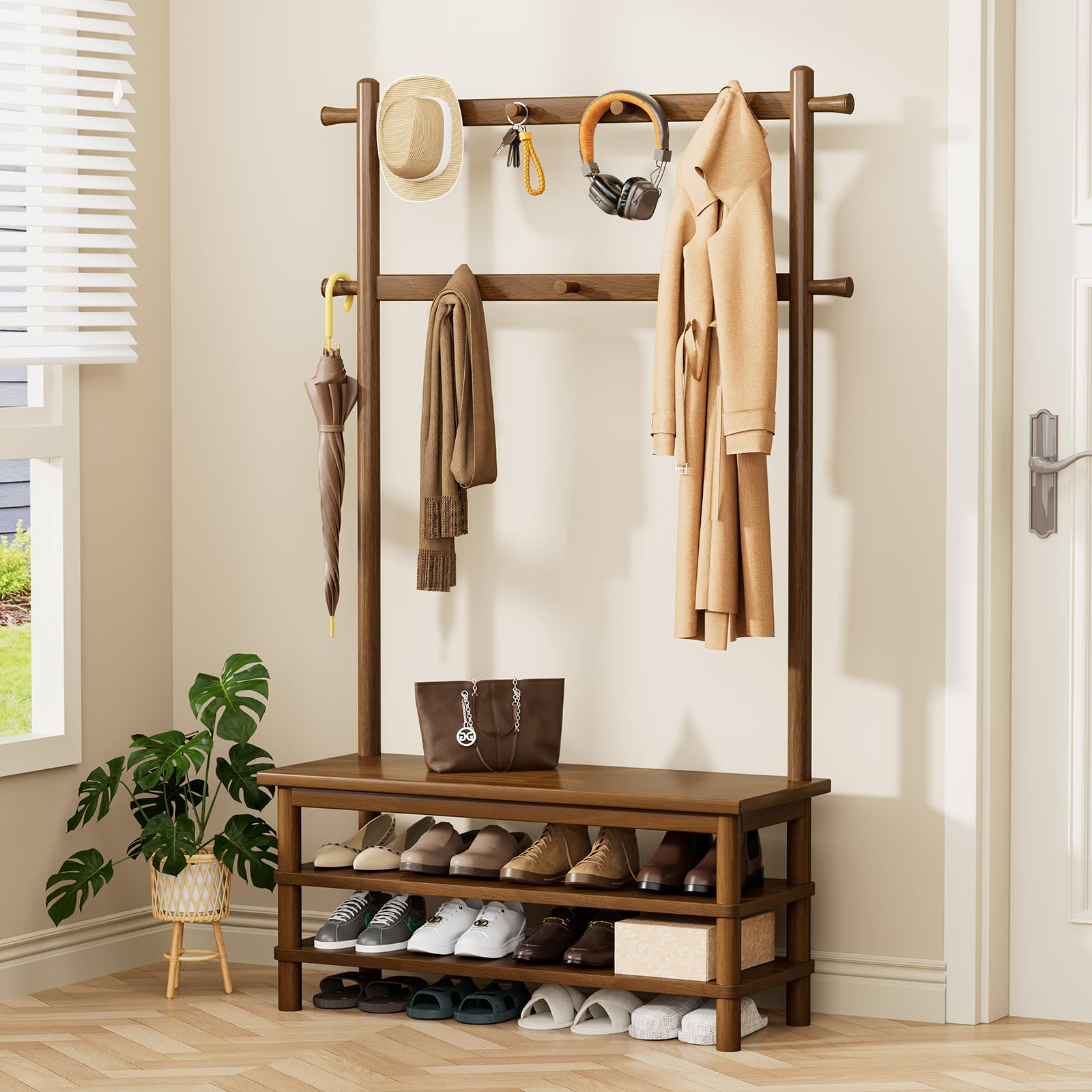 3-in-1 Hall Tree with Shoe Storage Bench