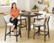 5 Piece Counter Height Dining Table Set with Upholstered Stools