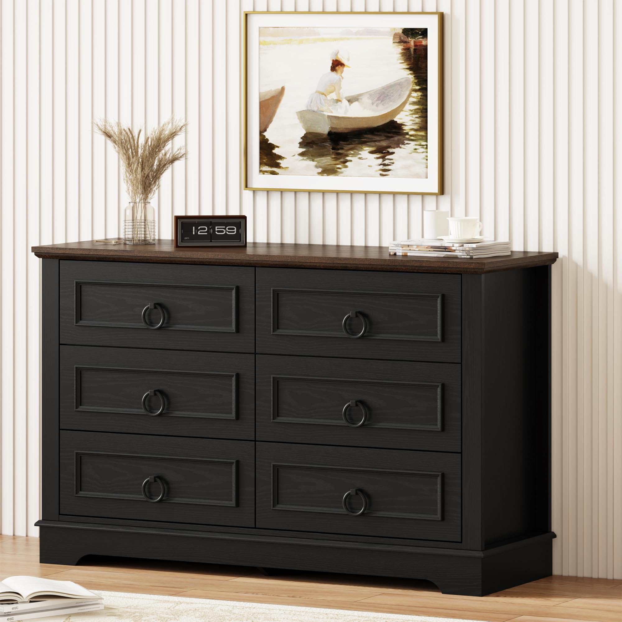6-Drawer Dresser 47.2" Wide Farmhouse Chest