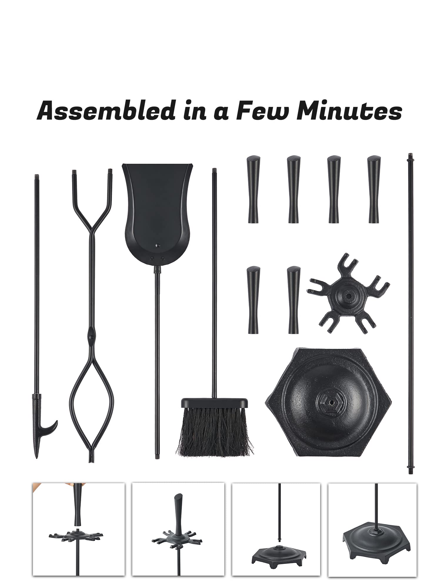 5-Piece Fireplace Tool Set with Stand