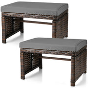 Patio Rattan Ottomans Set of 2