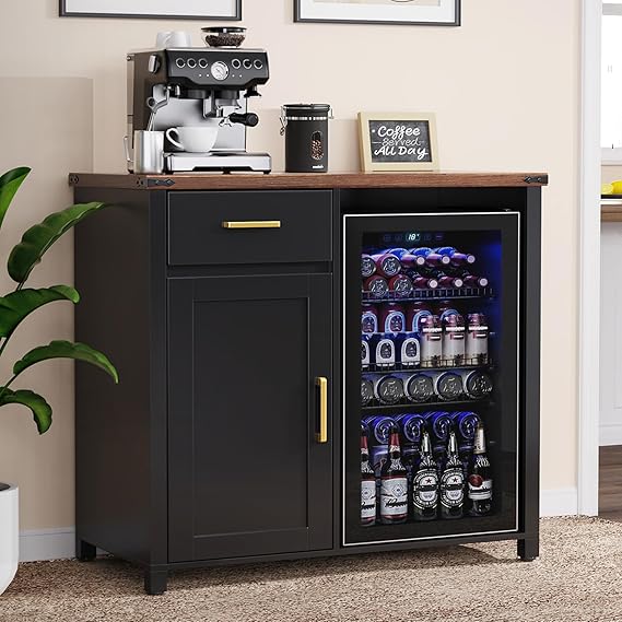 Coffee Bar Cabinet with Mini Fridge Space
