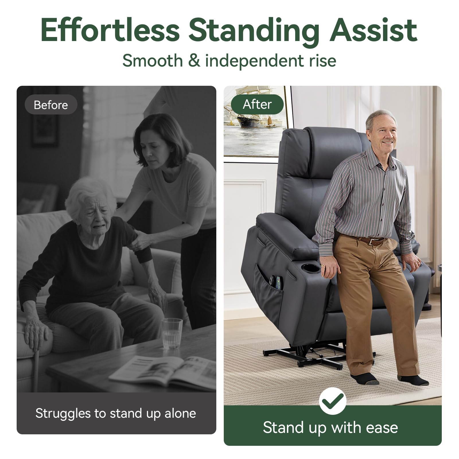 Power Lift Recliner Chair with Heat and Massage