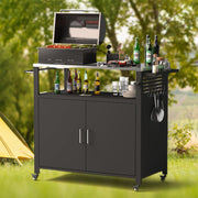 Outdoor Grill Table with Storage and Stainless Steel Top