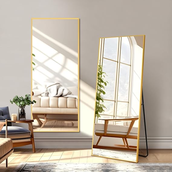 Full Length Mirror 64x24 Black Aluminum Frame