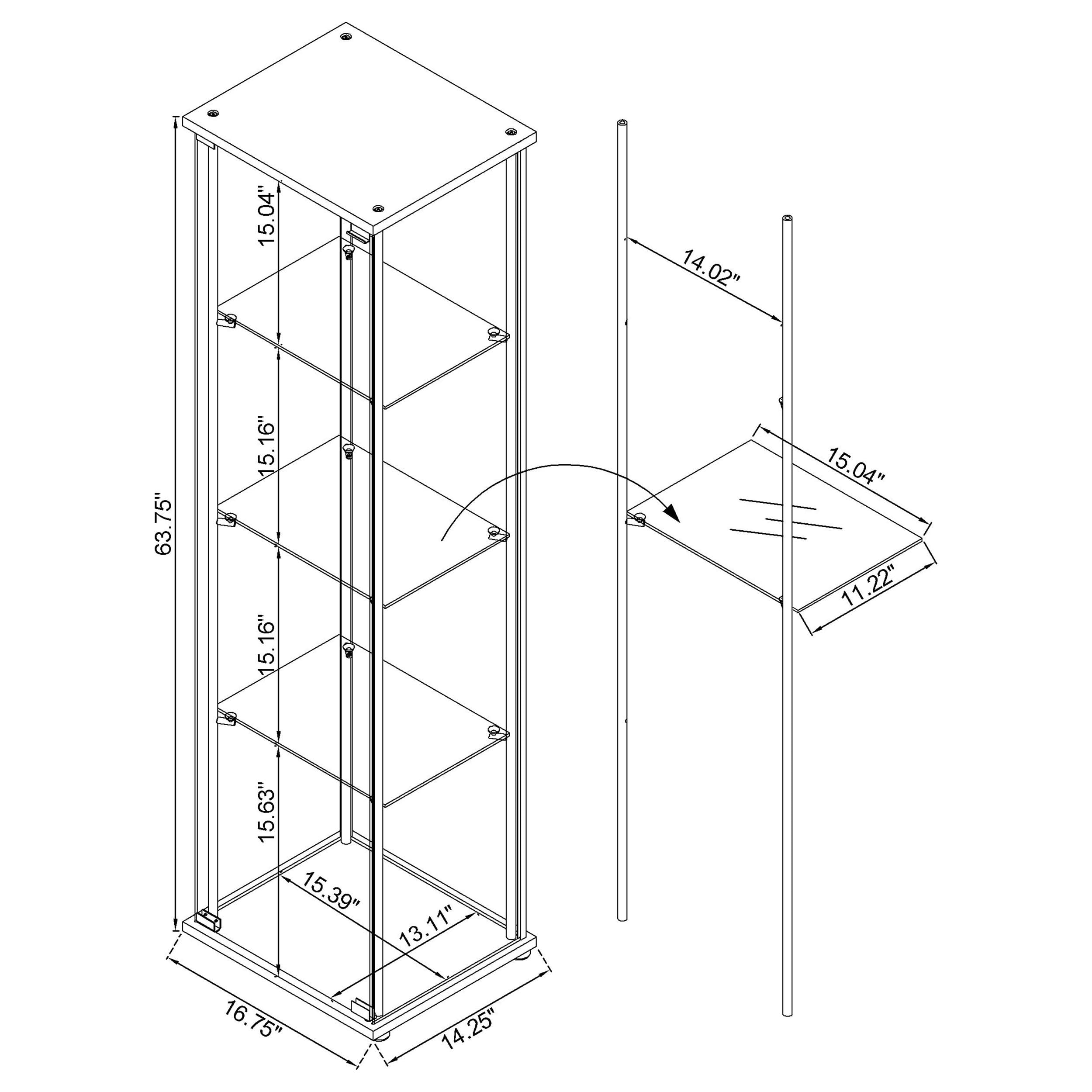 Bellatrix 4-Shelf Glass Curio Display Cabinet