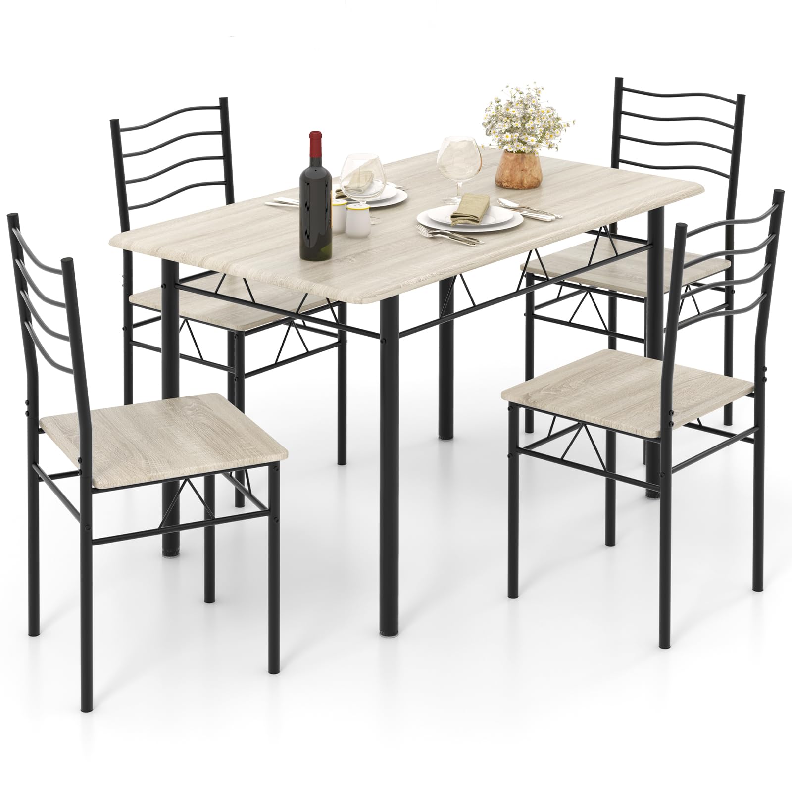 5-Piece Dining Table Set with 4 Chairs