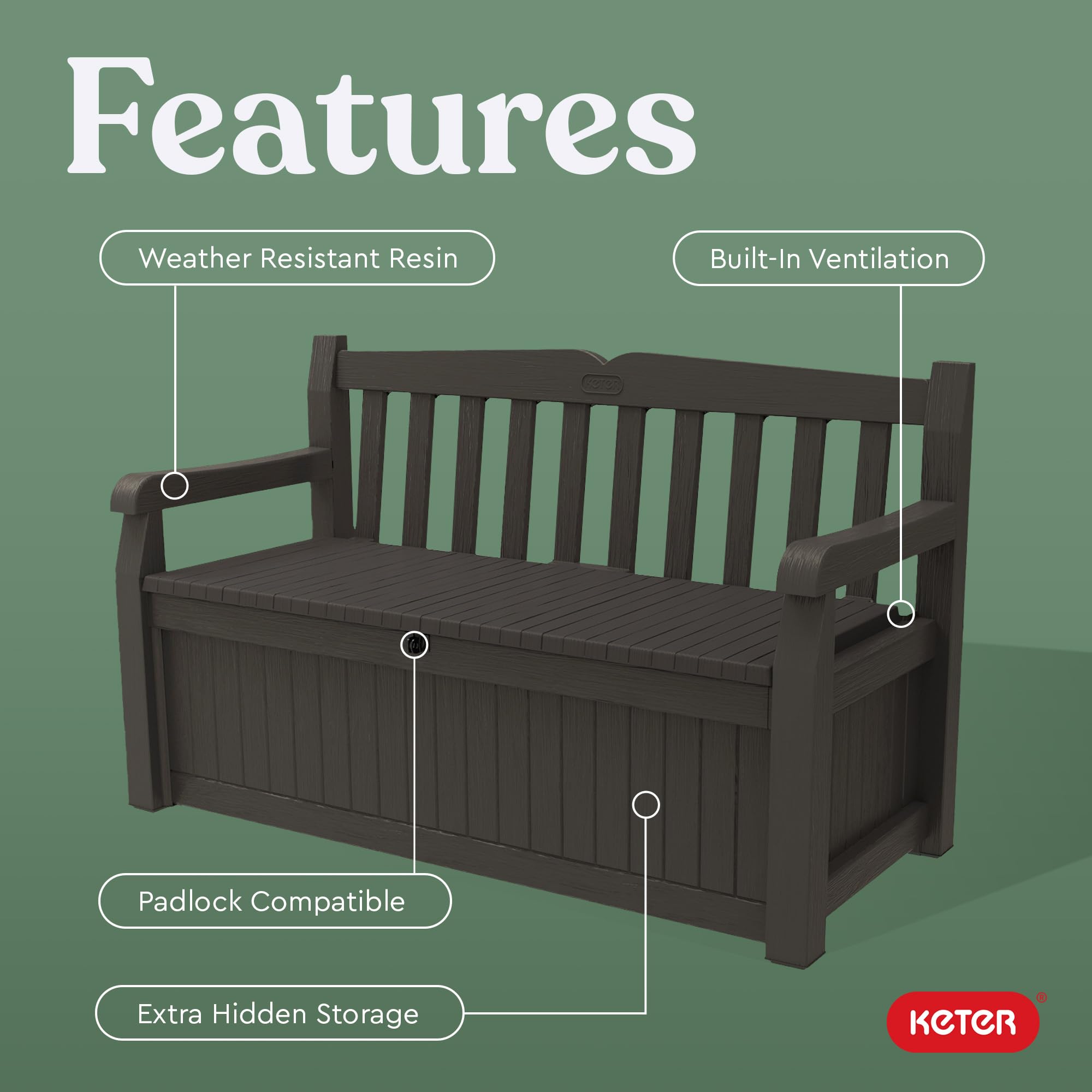 70 Gallon Outdoor Storage Bench Deck Box