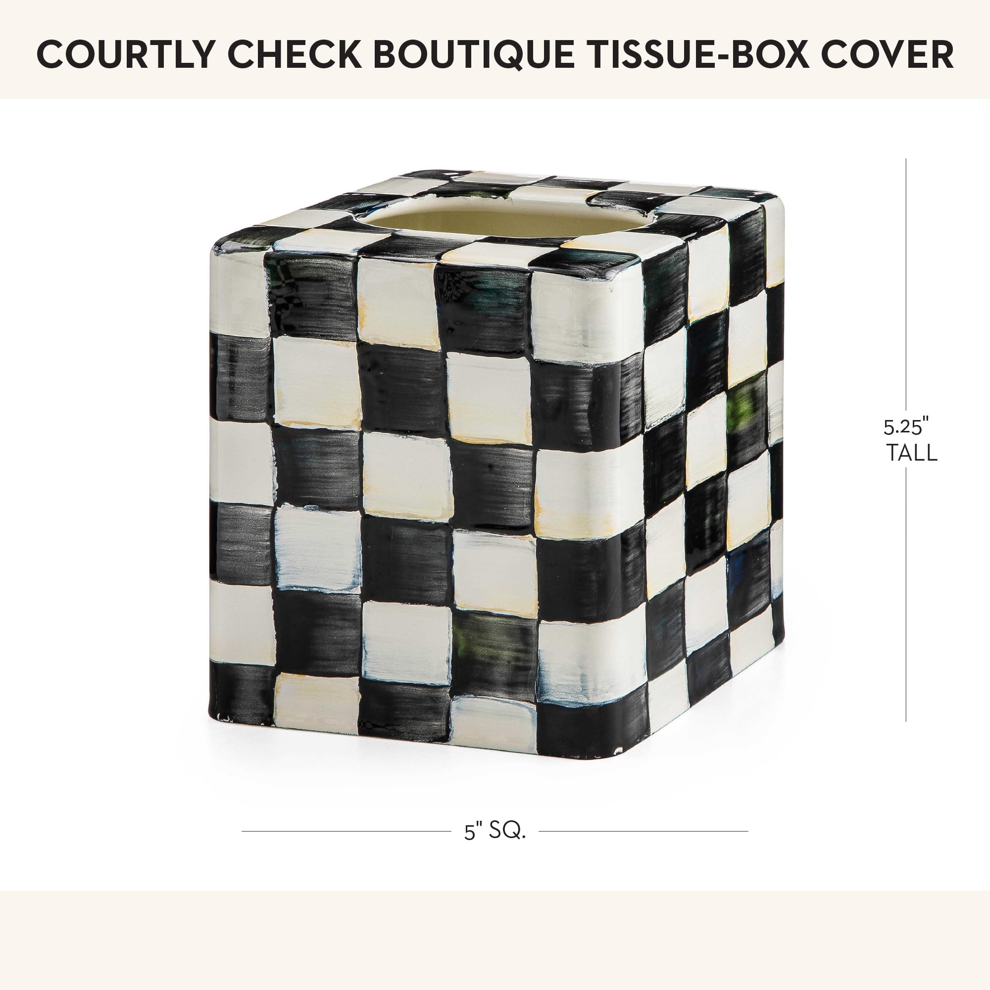 Courtly Check Enamel Tissue Box Cover