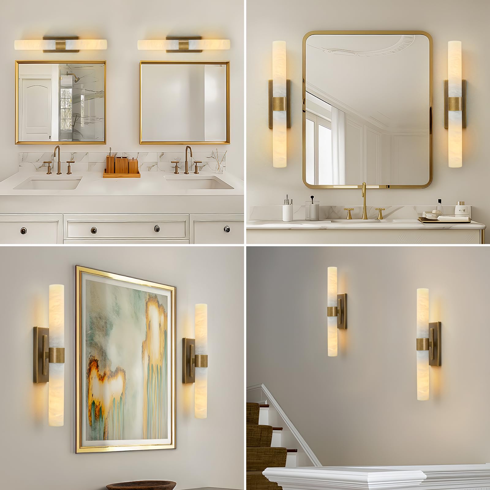 Antique Brass Wall Sconce with Marble Shade