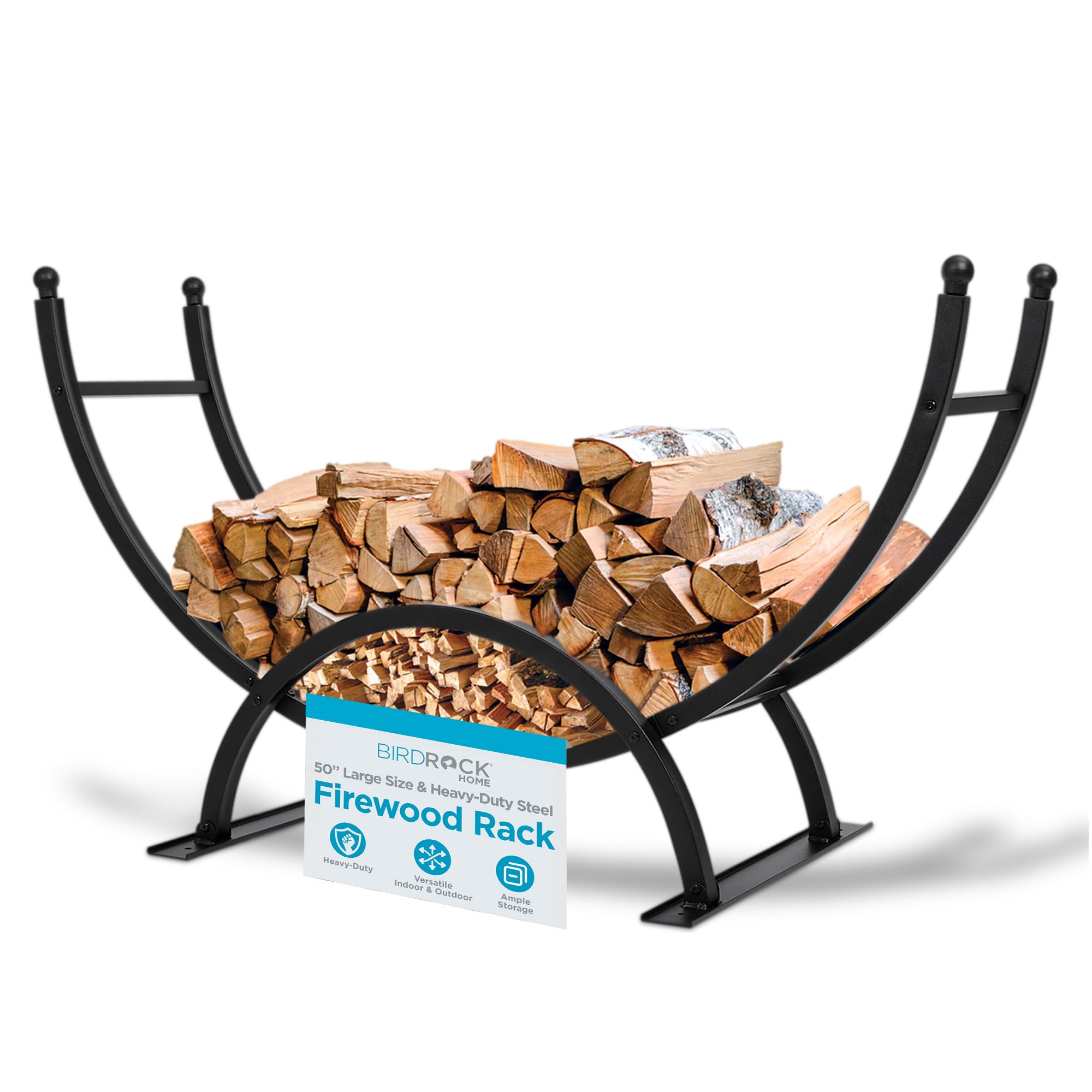 50in Firewood Rack with Elevated Curved Design
