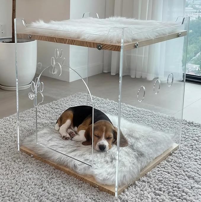 Cat Bedside Table with Acrylic Guardrail