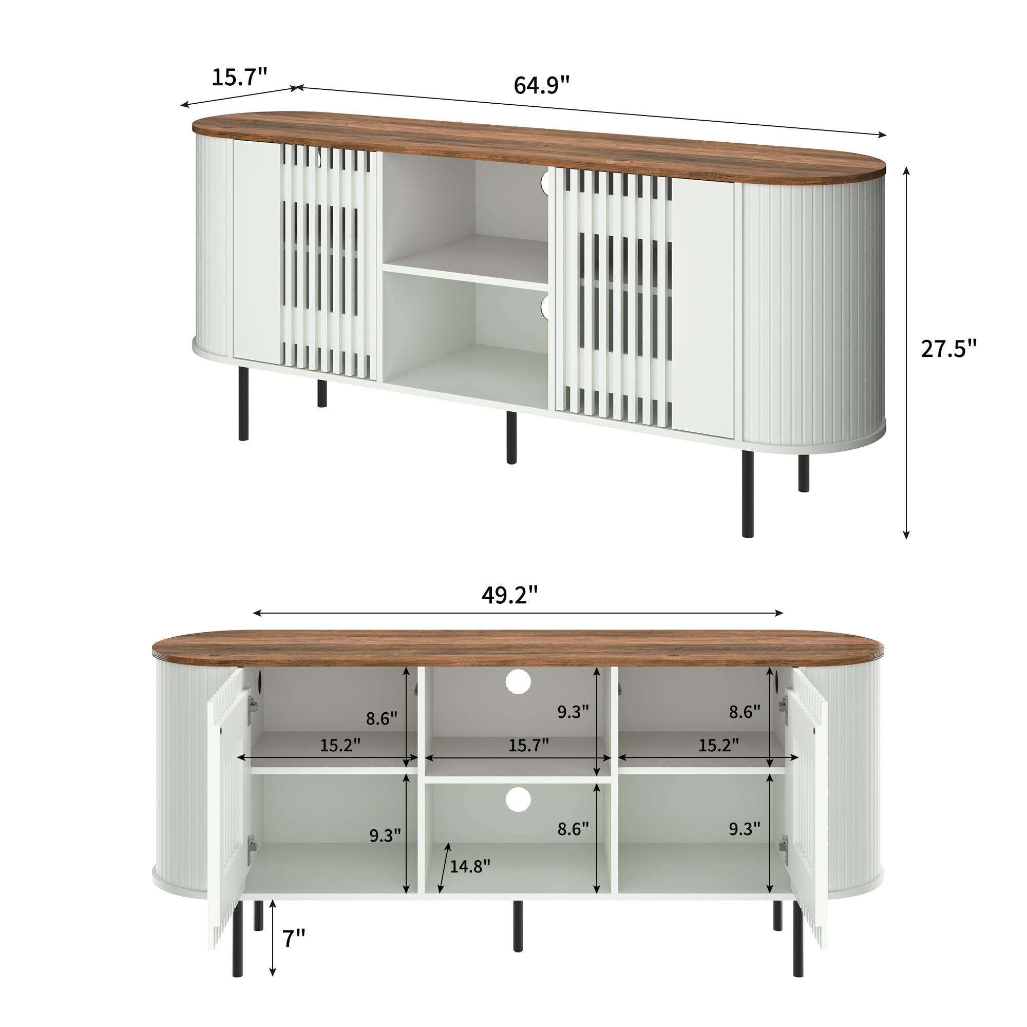 Modern TV Stand for TVs Up to 75 Inches with Adjustable Shelves