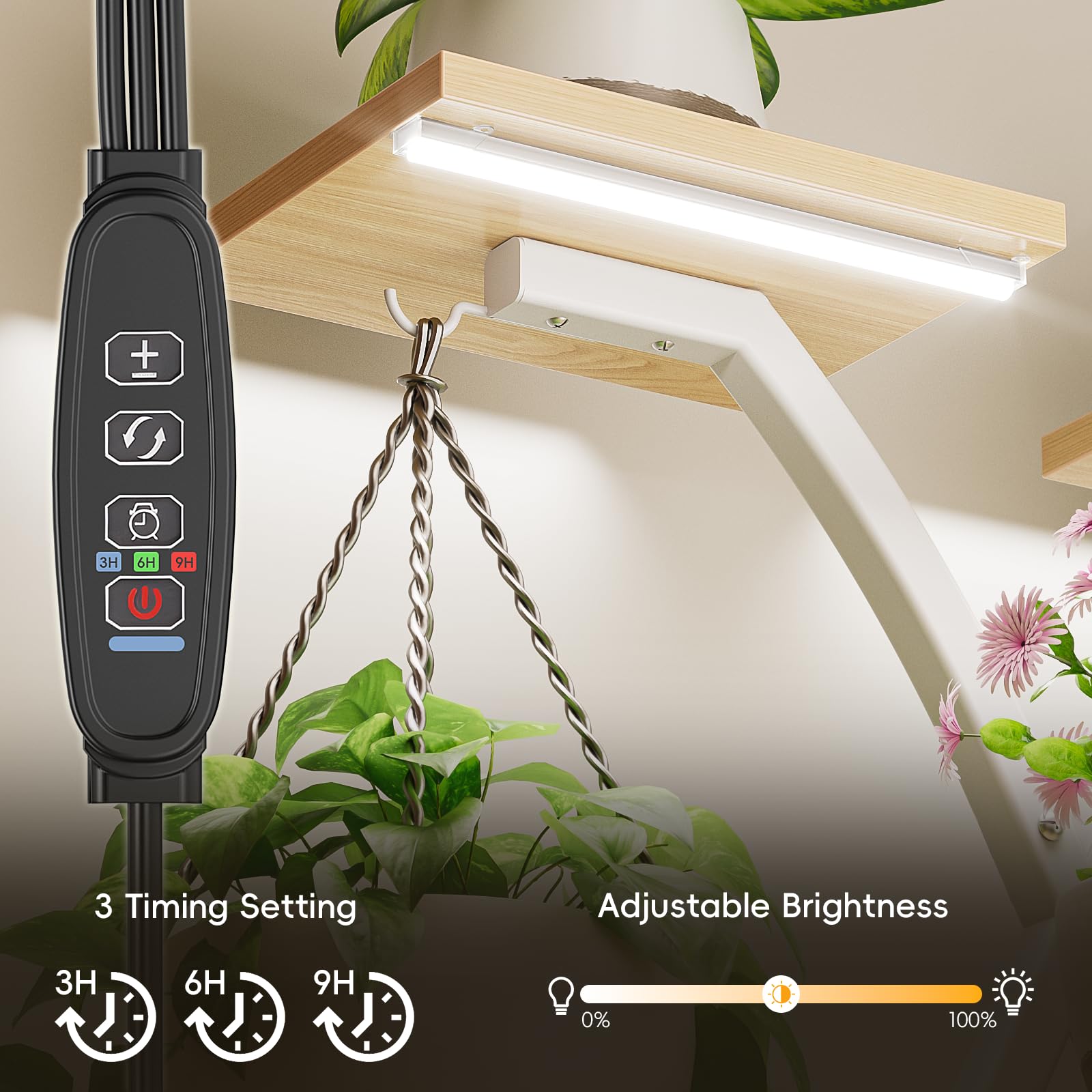 7-Tiered Metal Corner Plant Stand with Grow Lights